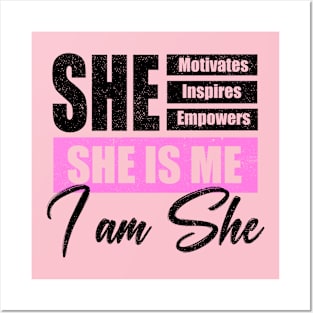 She Motivates Inspires Empowers, International Womens Day Posters and Art